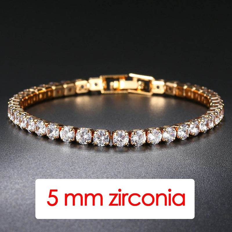 Hip Hop Iced Out 3/4/5mm Crystal Tennis Bracelet for Men Homme Trendy Punk Zirconia Men's Chain on The Hand Streetwear Jewelry