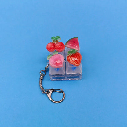 Keycap Keychain Mobile Phone Pendant Fruit Kawaii Keyring Fingertip Decompression Novelty Pop Fidget Toy Valentine Holiday Gift
