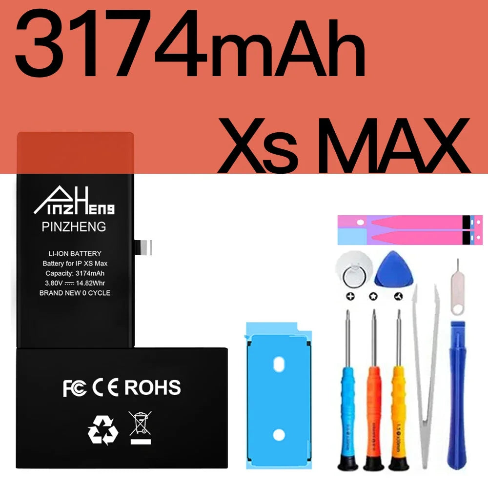 PINZHENG Real High Capacity Battery For iPhone X XR XS Max 12 13 Mini Pro Max 11 Pro Max Replacement Bateria Warranty One Year