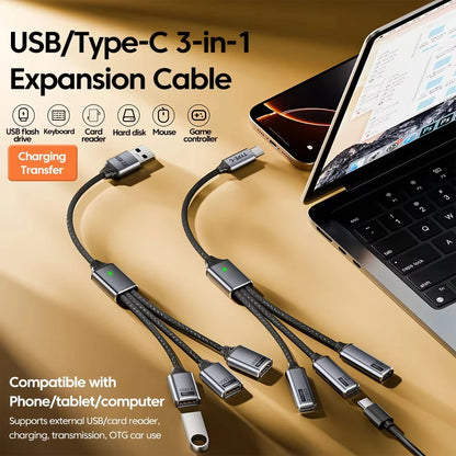 NNBILI Multi USB Hub Extensions 3 Port USB A Hub Type C Splitter Fast Data Transmission OTG Adapter For Computer Macbook Pro Air