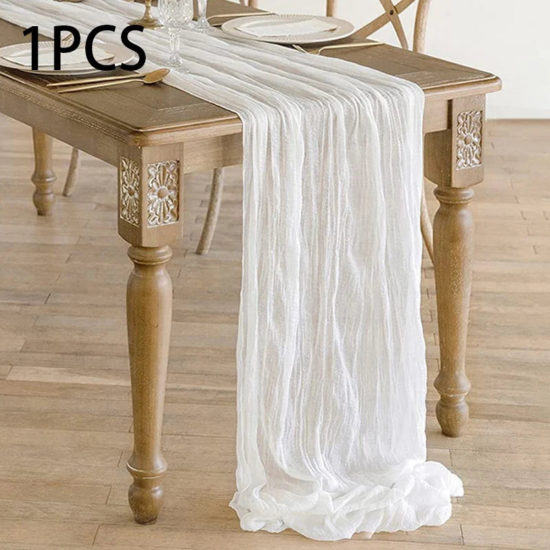 14 Colour Boho Gauze Sheer Cheese Cloth Gauze Table Runner Rustic Cloth Table Runner for Wedding Baby Birthday Party Decorations
