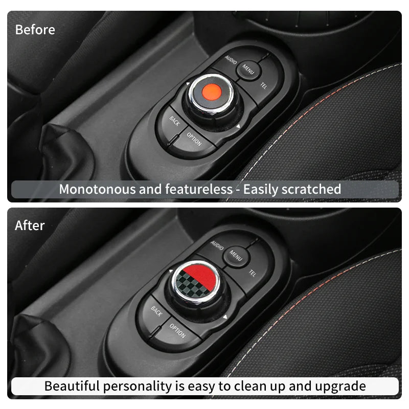 Central Control Volume Multimedia Button Knob Sticker for MINI Cooper F55 F56 F57 F60 Countryman Leather Car Interior Styling