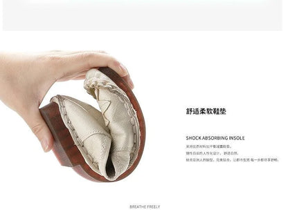 Vintage Flower Moccasins Woman Genuine Leather Ballet Flats Ladies Hollow Slip Ons Women's Luxury Loafer Purple Walking Shoes 42