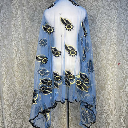 On Sale 2025 New African Net Hijab Scarf for Muslim Women African Dubai Islam Headscarf Embroidery Shawls Voile