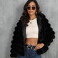 2026 Faux Fur Women Coats Hooded Full Sleeve Short Coat Zipper Thick Warm Solid Temperament Elegant Splice Autumn Winter