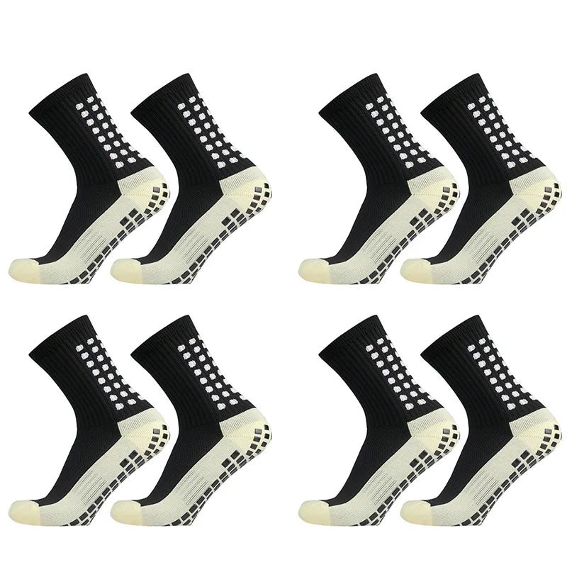 1/4 Pairs Anti-slip Soccer Women Men Outdoor Sport Grip Football Yoga Socks
