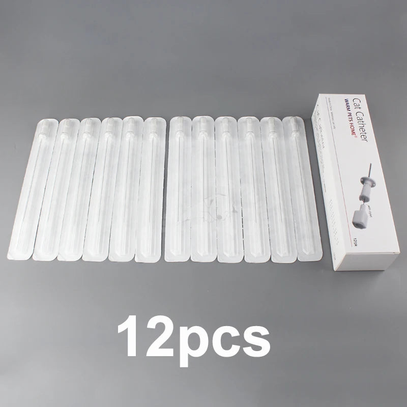 12PCS Cat Catheter With Stylet Side/End Open 1.0mm 1.3mm Cat Urinary Catheters Veterinary Consumables