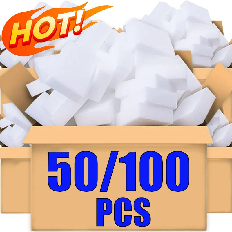 50/100Pcs Melamine Sponge Magic Sponge Eraser Hot-selling Melamine Nano Clean Sponges Auto Cleanings Tools Accessories 10x7x3cm