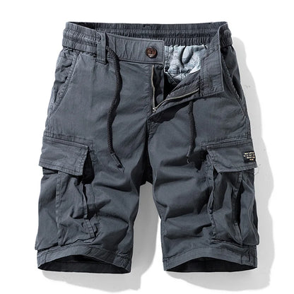 Men Summer New Multi Pockets Cotton Cargo Shorts Men Fashion Solid Quick Dry Joggers Shorts Pants Outdoor Breathable Shorts Male