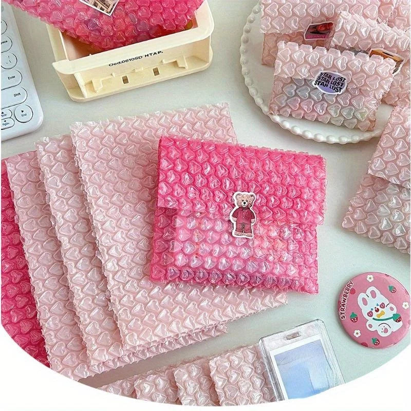 20PCS Pink Love Bubble Bag Bubble Film Bubble Envelope Small Card Cover Gift Packaging Bag Shockproof and Waterproof