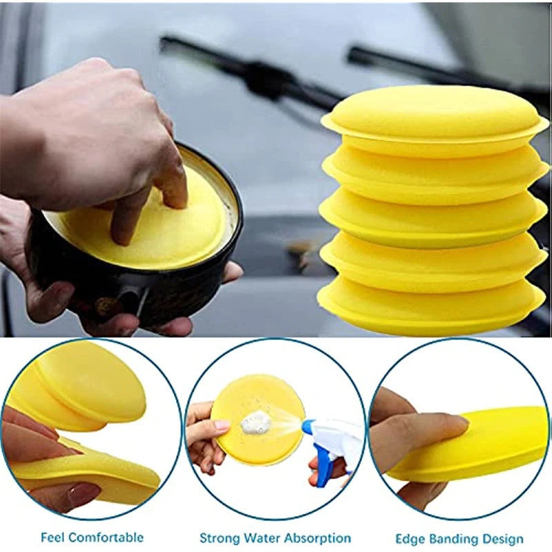 60-12PCS Car Waxing Polish Wax Foam Sponges High Density Detailing Applicator Pad Soft Sponge Detail Washing Car Cleaning Tool