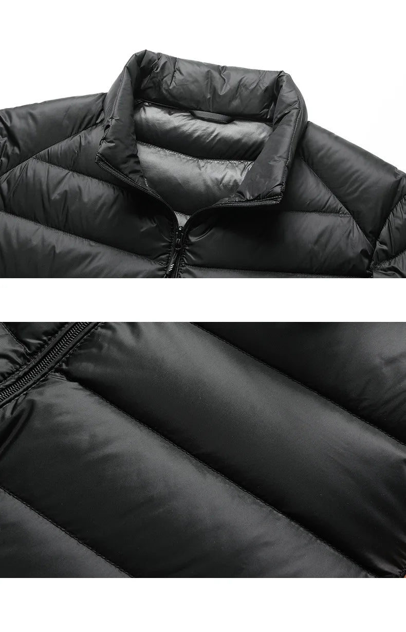 Men's Stand-Collar Hooded Lightweight Down Jacket for Winter - 90% Duck Down, Sporty, Warm & Versatile (Couple Style Available)