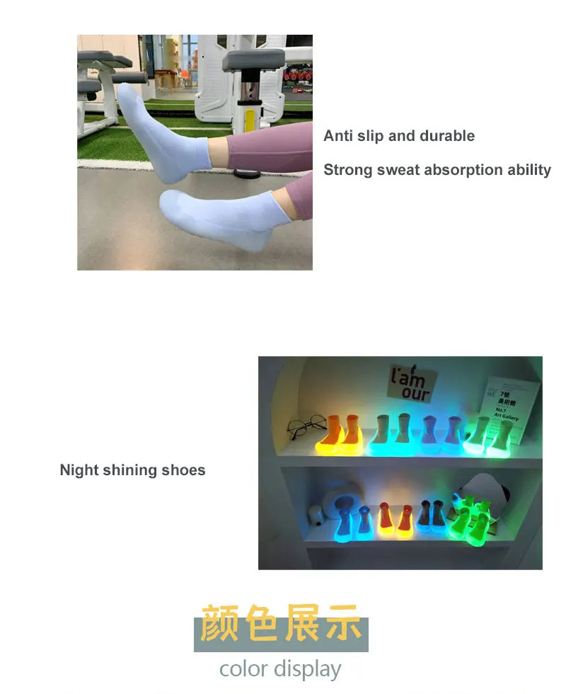 Woman Anti-slip Yoga Fitness Socks Shoes Children Kids Teen Girls Luminous Sport Socks Breathable Cotton Non-slip Jelly Shoes
