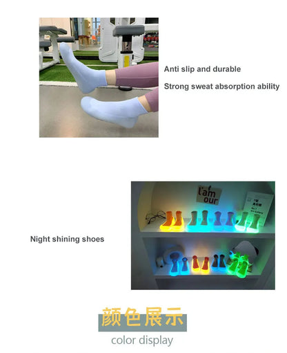 Woman Anti-slip Yoga Fitness Socks Shoes Children Kids Teen Girls Luminous Sport Socks Breathable Cotton Non-slip Jelly Shoes