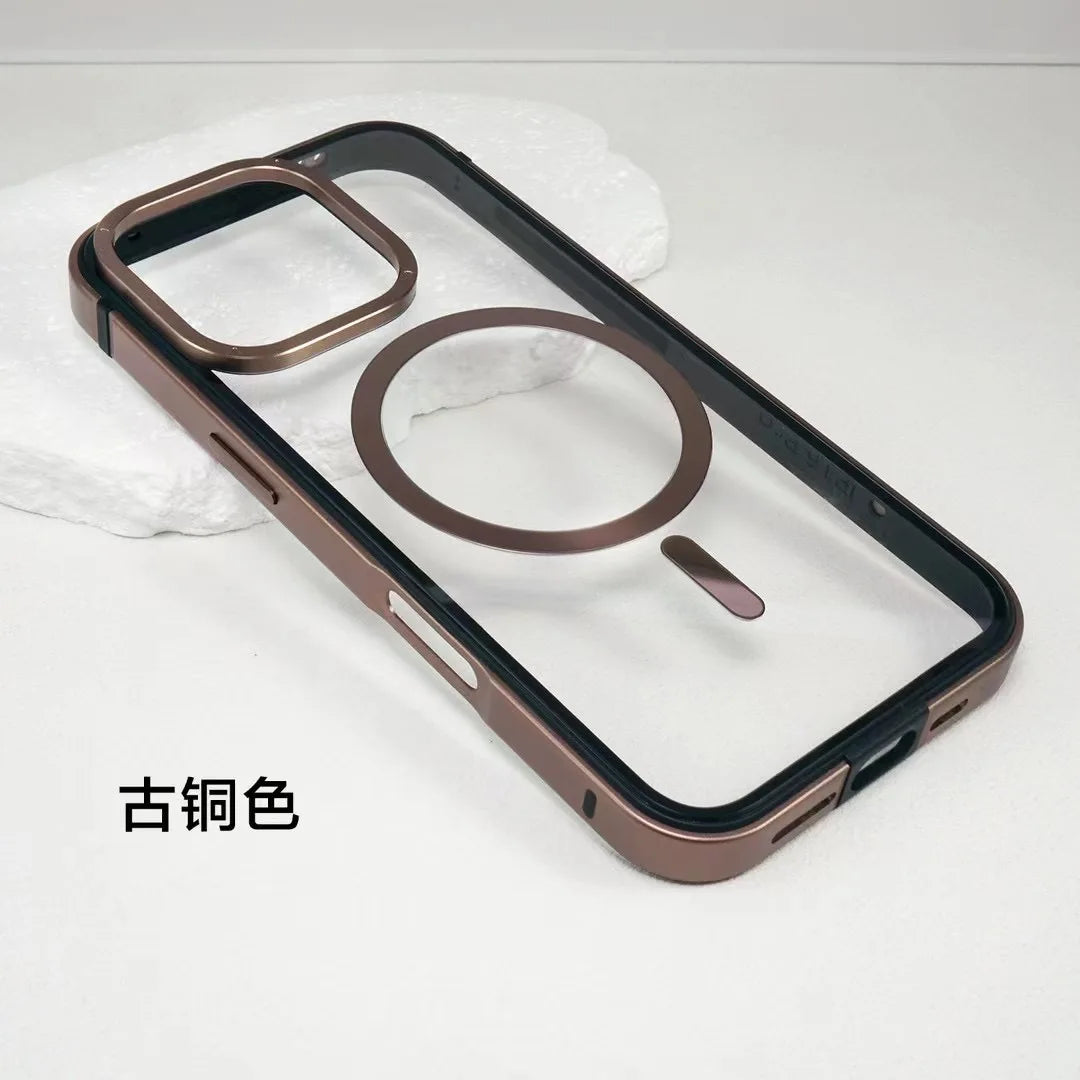 For iphone 16 15 Pro Max Case Raw Titanium Magnetic MagSafe wireless charge Metal frosting Original color protective back cover