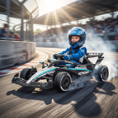 12-valve electric kart for children, electric car delivered with 2 motors, remote control, three-speed electric kart, black