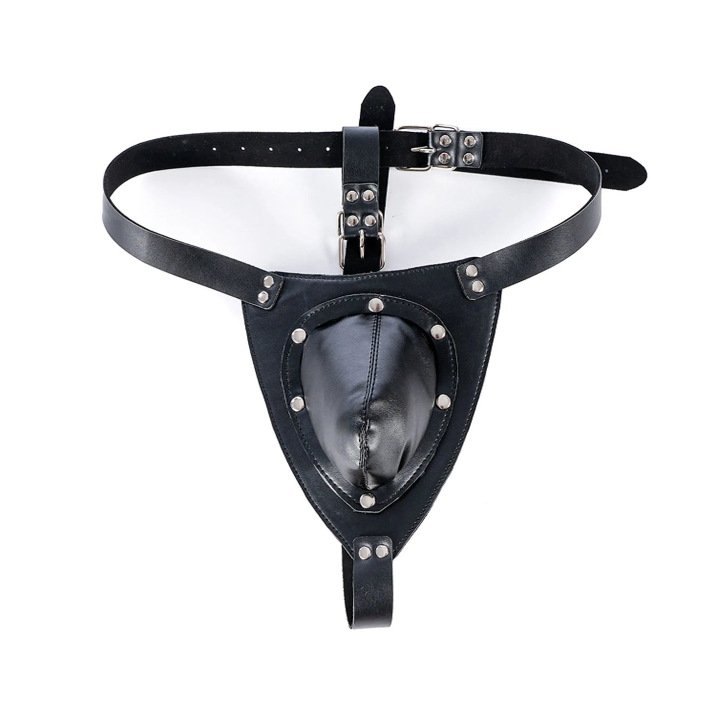 Erotic Underwear Men Leather G-strings With Open Penis Pouch,Fetish BDSM Bondage Men Gay Cock Cage Chastity Panty,Sexy Lingerie