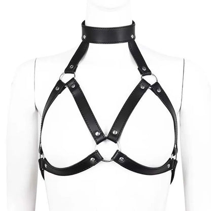Sexy Leather Body Harness Belt with Mask BDSM Bondage Lingerie Chest Harness Strap for Enhanced Sensation
