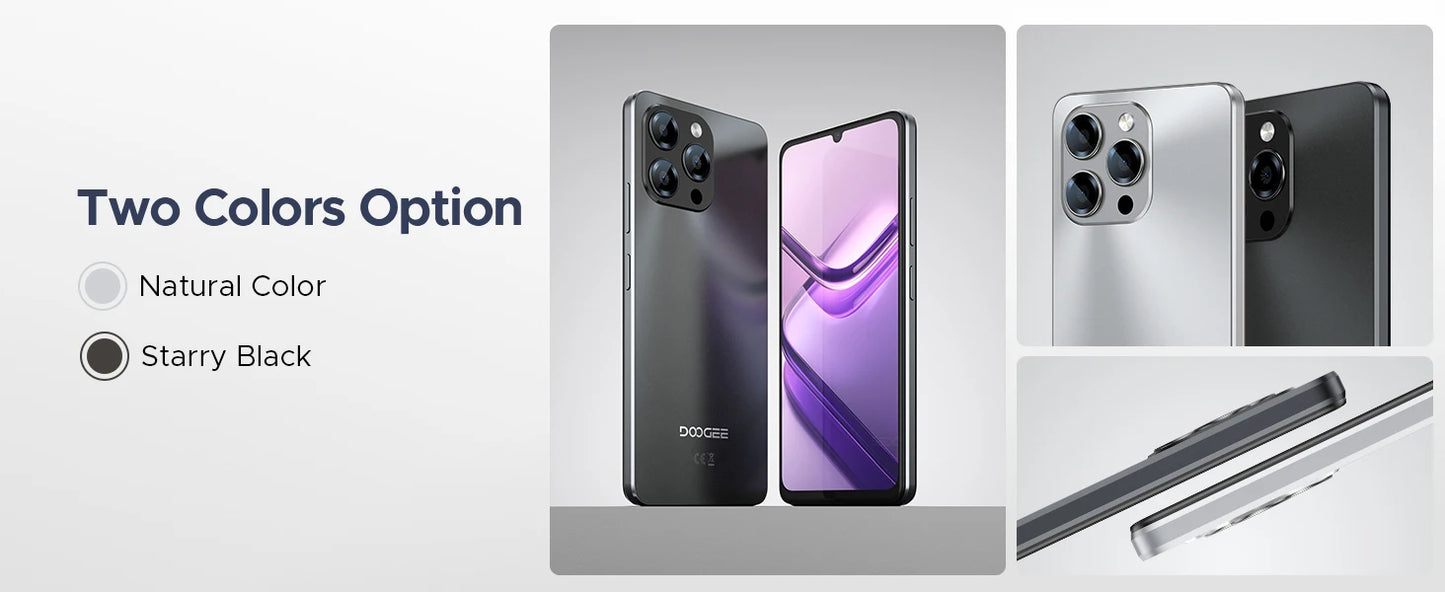 Global Version DOOGEE Note 58 Android 15 Smartphone 8GB RAM+128GB ROM 6.75" HD+ 90Hz IPS Screen 6250mAh Large battery NFC