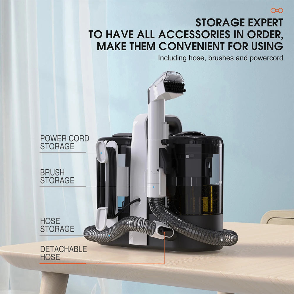 600W Portable Carpet Cleaner 15KPa Strong Suction Spot Cleaner Spray Vacuum Machine for Sofa Upholstery Car Pet Stains