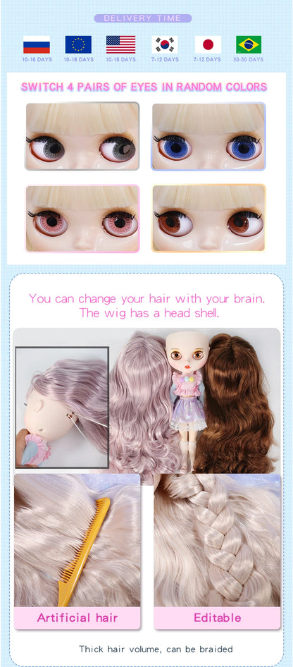 ICY DBS Blyth Doll 1/6 Joint Body 30CM BJD toys Natural shiny face with extra hands AB DIY Fashion Dolls girl gift