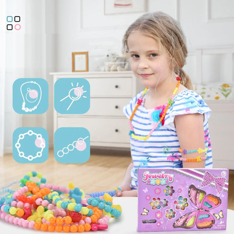 Creative DIY Handmade Pop Beads Toy Accessory Set Girl Jewelry Necklace & Bracelet Crafts Toys Education kids Birthday Gifts