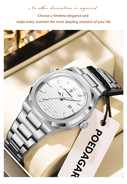 POEDAGAR Top Exquisite Women's Wristwatch Waterproof Luminous Date Fashion Ladies Watches Stainless Steel Quartz Watch For Woman