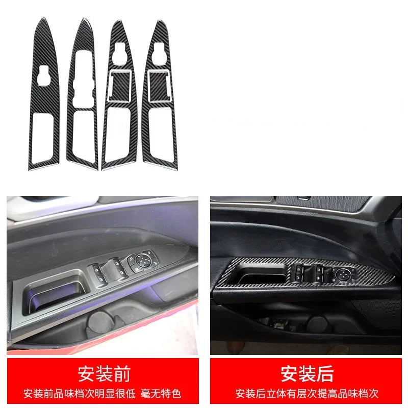 Fit for Ford Fusion Mondeo 2013–2019 Carbon Fiber Style ABS Interior Panel Cover Trim Stickers Car Decor Accessories