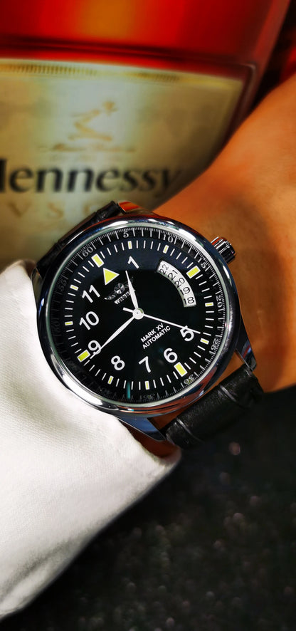 WINNER Business Automatic Watch for Men Calendar Window Fashion Black Dial Fashion Leather Strap Luxury Brand Mechanical Watches
