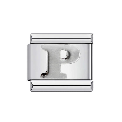 26 English A-Z Letter Name Custom 9mm Link Charms Silver Color Italian Stainless Steel Bracelet DIY Jewelry Making Hand Chain