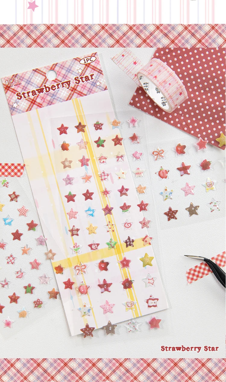 4 Designs Candy Star Series Lovely Five Point Star Theme Resin Stickers for Scrapbooking DIY Frame Collage Decoration