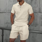 Summer Men Sports Polo Suit Short Sleeve Stylish Zipper Polo Shirt And Shorts Set Men Casual Streetwear 2-pie Leisure Sports Set