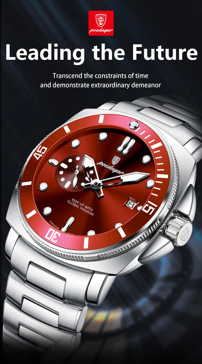 POEDAGAR Luxury Trendy Men Watch Waterproof Luminous Date Stainless Steel Male Watch Quartz Business Sports Men's Watches Reloj