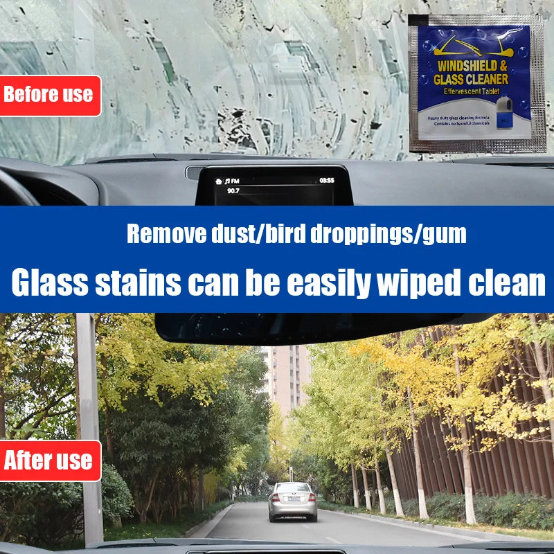 Instant car wiper essence effervescent tablets, 1 piece to 1 bottle, glass sailor case, always available without occupying space