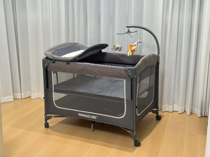 PANGDUBE Baby Crib 0-3 Years Bedside Sleeper with Wheels Foldable Baby Bed with Diaper Changer Playpen for Mom Baby Shower Gift