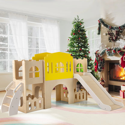 7-in-1 Children's Slide, Children's Slide with Climbing Ladder & Basketball Hoop & Tunnel, Indoor Climbing Frame