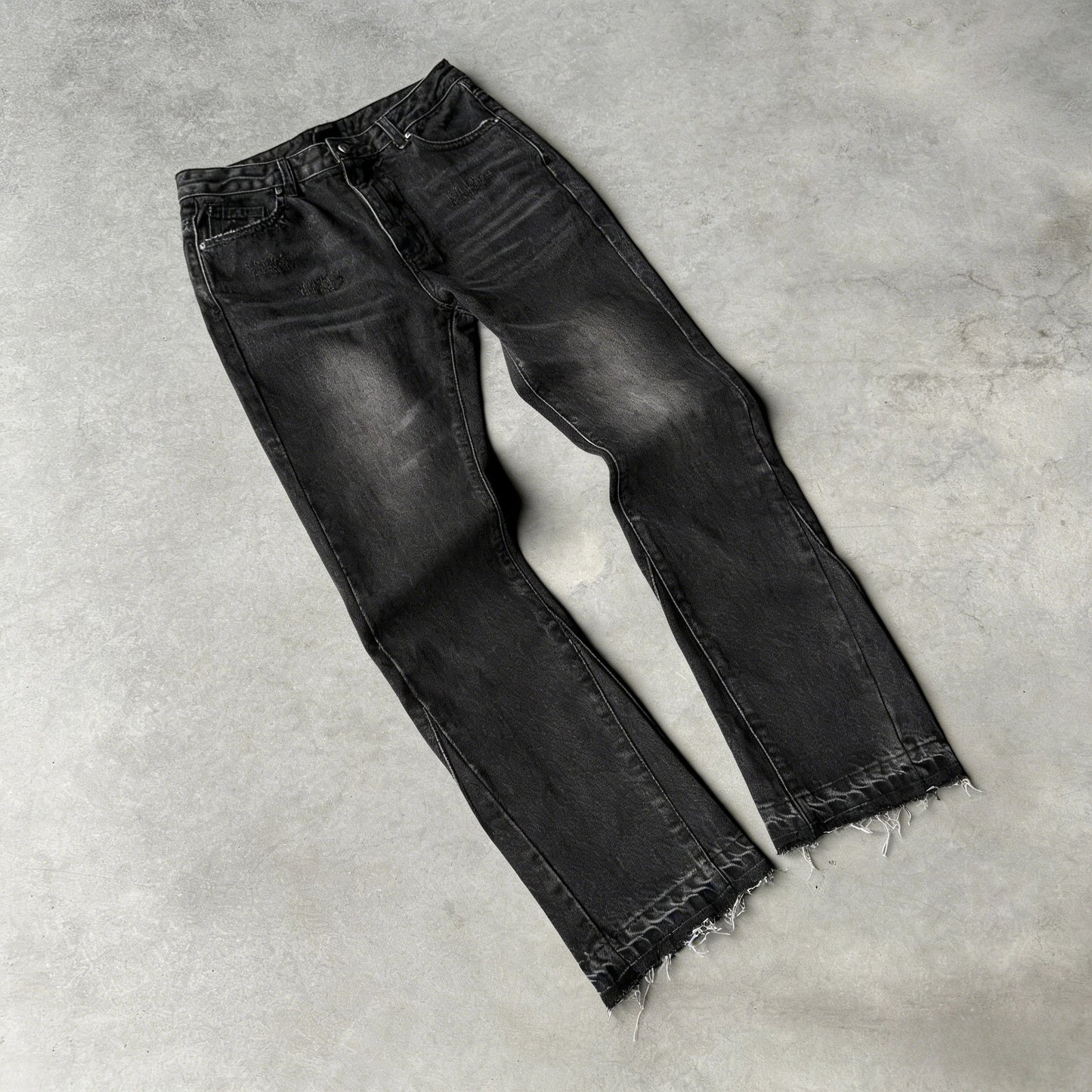 Y2K Vintage Slim Fit Jeans Trendy Washed Men Women Harajuku Hip Hop Straight Leg Pants Gothic Fringed Casual Micro Flared Pants