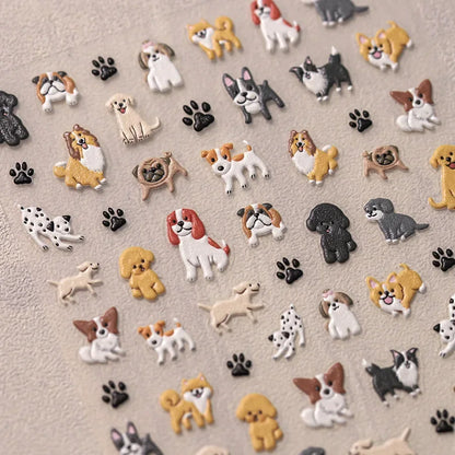 Lovely Animal Graffiti Cat Claw Rabbit Bunny Bear Dog Flower Fruit Dim Sum Candy Sunflower Adhesive 5D Nail Art Stickers Decal