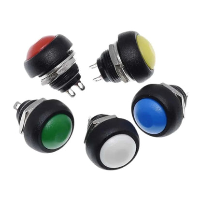 6PCS Small Button Switch Waterproof Switch Self-reset PBS-33B 12MM Red Lock-free Switch 6 Colors