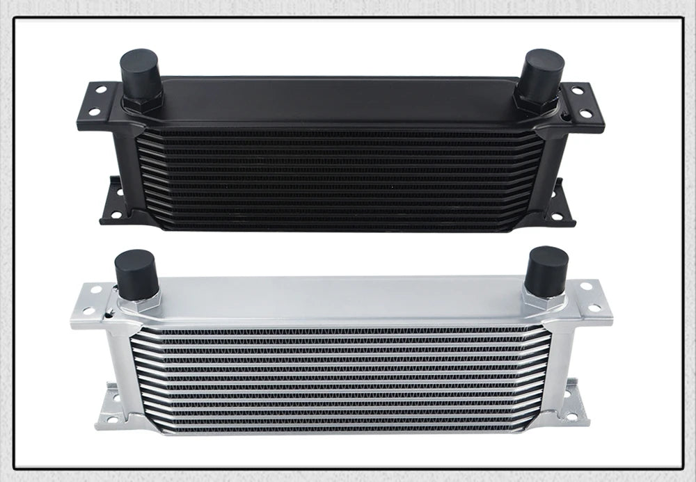 Universal 13 Rows Oil Cooler Kit + Oil Filter Sandwich Adapter + Nylon Stainless Steel Braided An10 Hose W/ PQY Sticker+Box