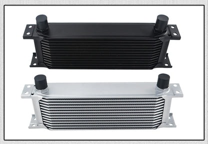 Universal 13 Rows Oil Cooler Kit + Oil Filter Sandwich Adapter + Nylon Stainless Steel Braided An10 Hose W/ PQY Sticker+Box