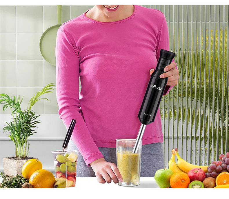 Wancle 600W Electric Hand Immersion Blender Multifunctional Stick Mixer For Baby Food Vegetable Meat Grinder Turbo Function