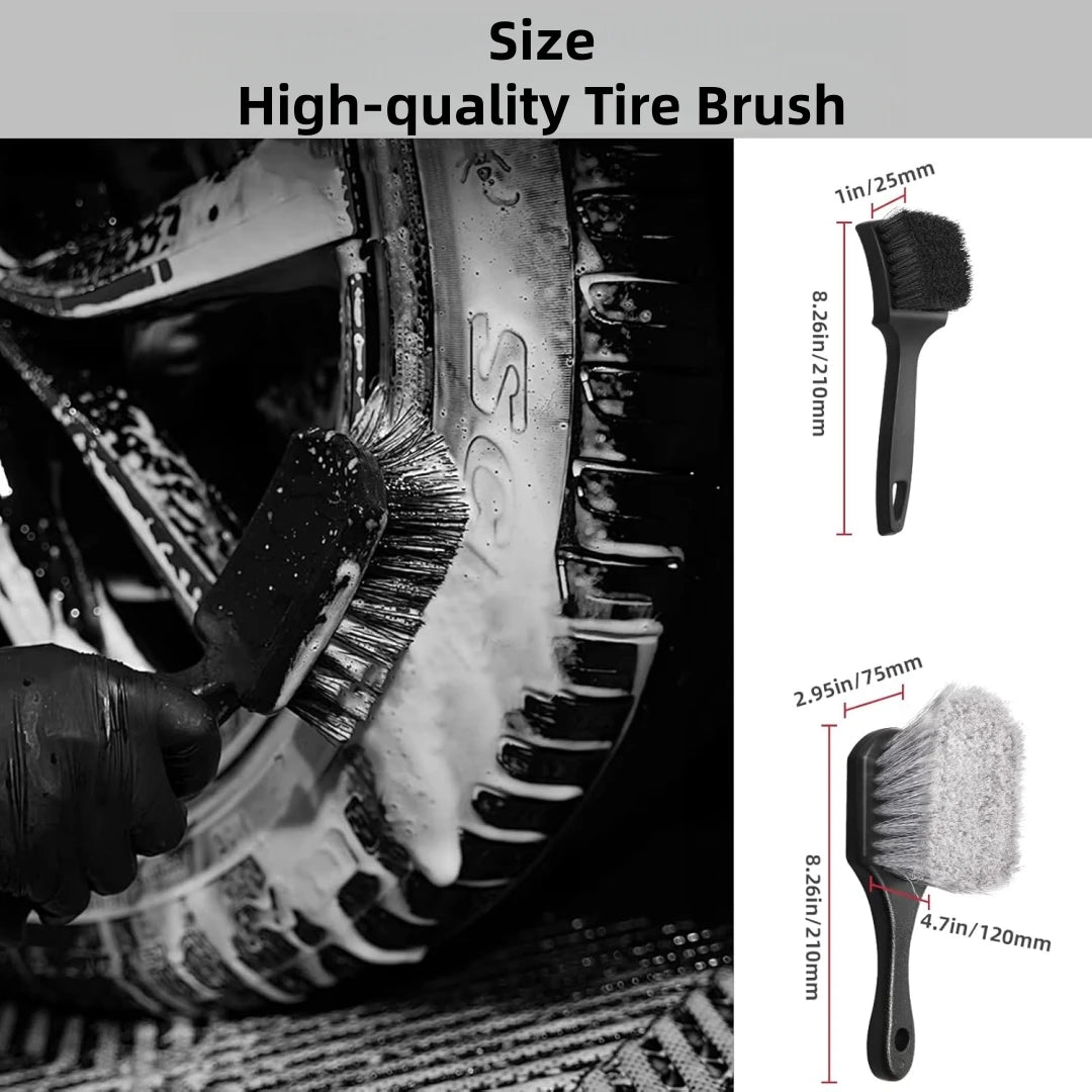 Auto Wheel Rim Brush Soft Bristle Long Car Tire Detailing Washing Tool for Exhaust Tips Engine Vehicle Motorcycle Truck SUV RV