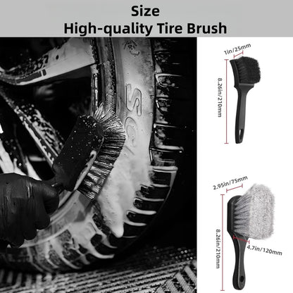 Auto Wheel Rim Brush Soft Bristle Long Car Tire Detailing Washing Tool for Exhaust Tips Engine Vehicle Motorcycle Truck SUV RV