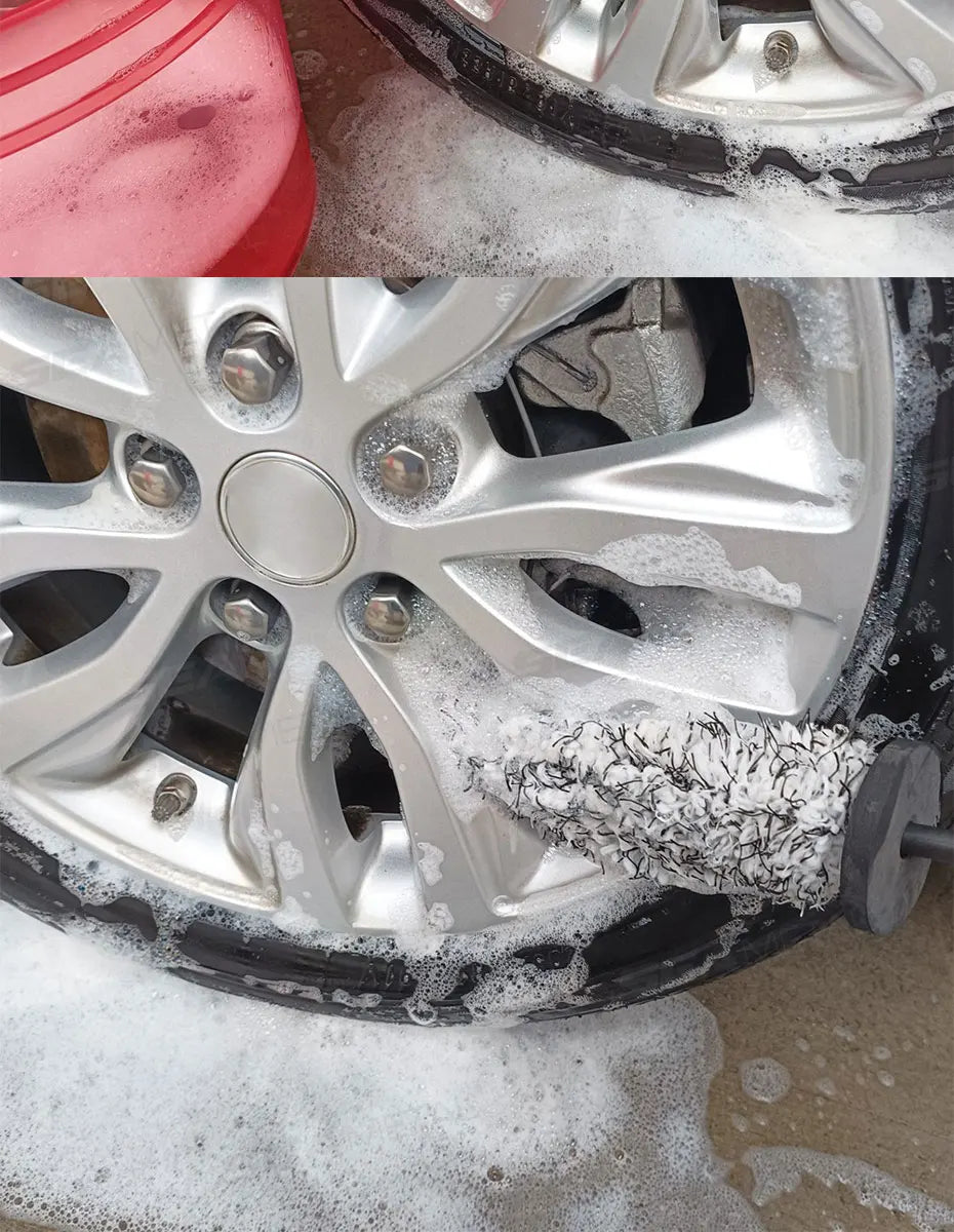 SEAMETAL Non Slip Microfiber Wheel Brush Mitt Premium Plush Car Wash Wheels Brushes for Car Rims Spokes Wheel Barrel Cleaning