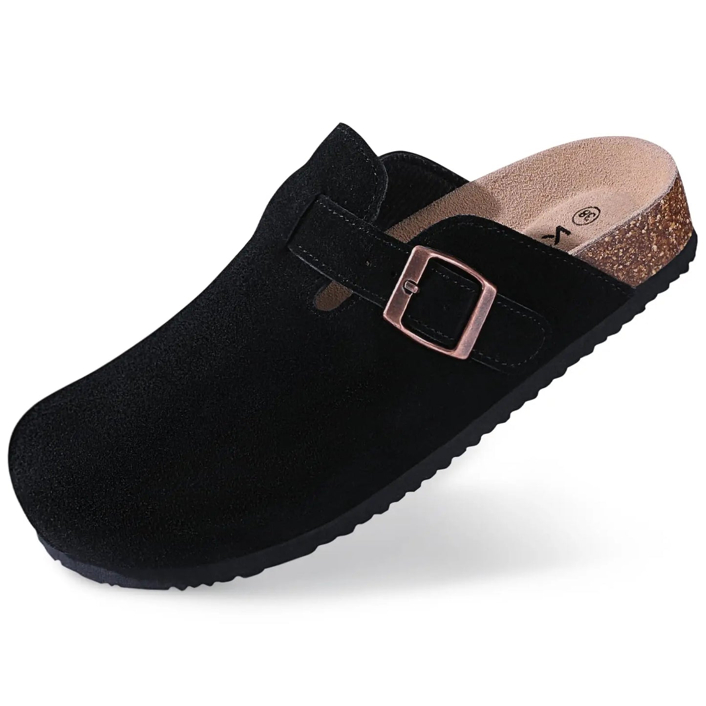 Shevalues Men's Suede Clogs Soft Leather Mules Men New Summer Men Cork Sandals Comfort Slip On Unisex Clogs With Arch Support