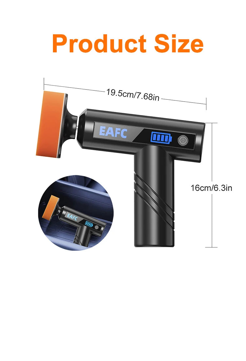 EAFC Car Polisher Handheld Wireless Polisher Glass Oil Film Remover Car Polishing Waxing Machine Power Tool for Car Body Cleanig Waxing Repair