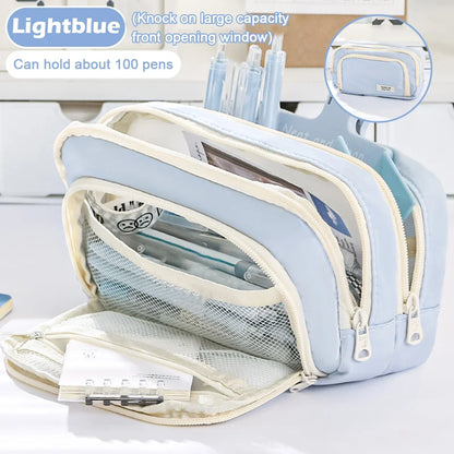 Cute Multi Layer Pencil Case Pouch, Large Capacity Pen Case Bag,Durable Stationery Storage Bag For Students, School&Office