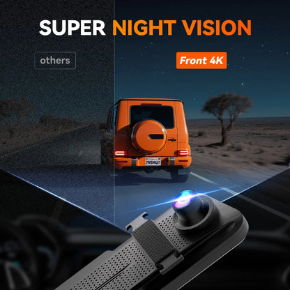 WOLFBOX M40 Dash Cam 4K+1080P With Voice Control ADAS Built in 5GHZ WI-FI and GPS Video Recorder Front and Rear Dash Camera