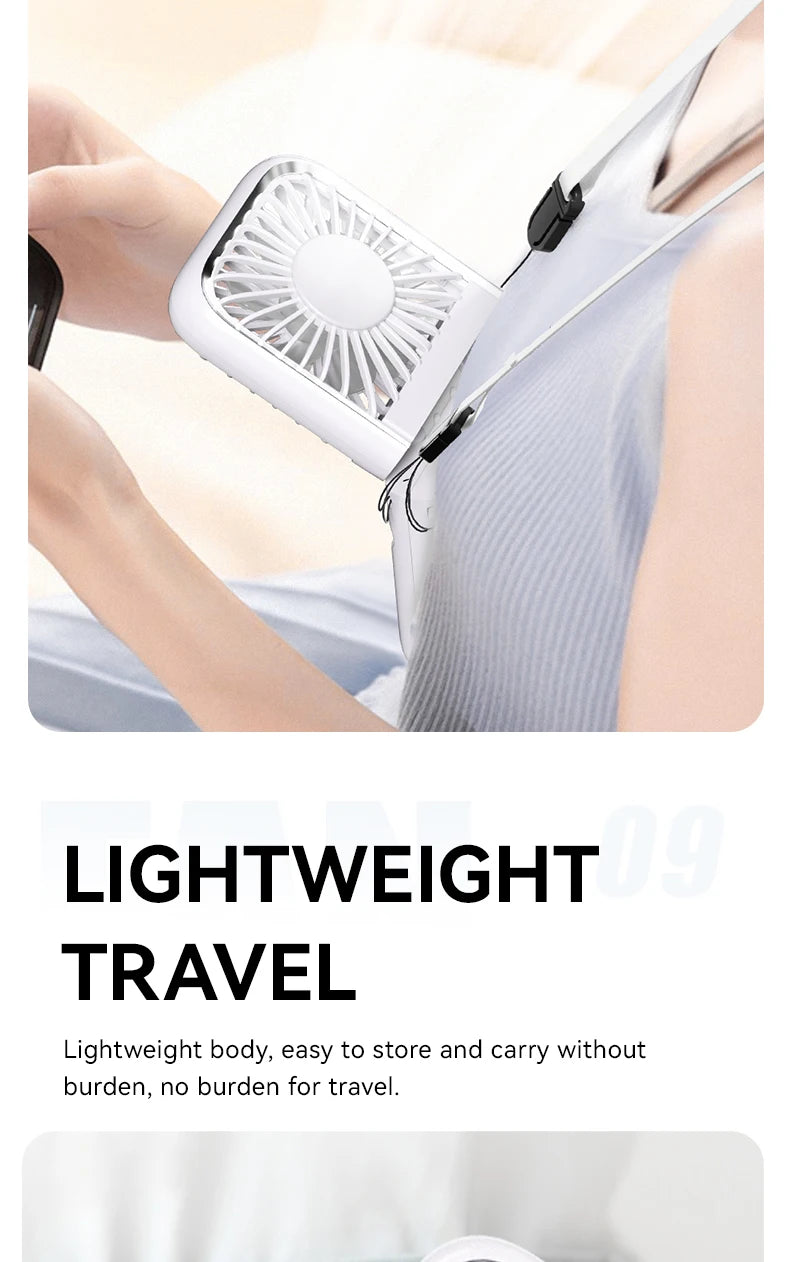 Multifunction Foldable Hand Fan USB Charging Mini Portable Hanging Neck Air Cooling Fan Semiconductor Refrigeration Small Fan
